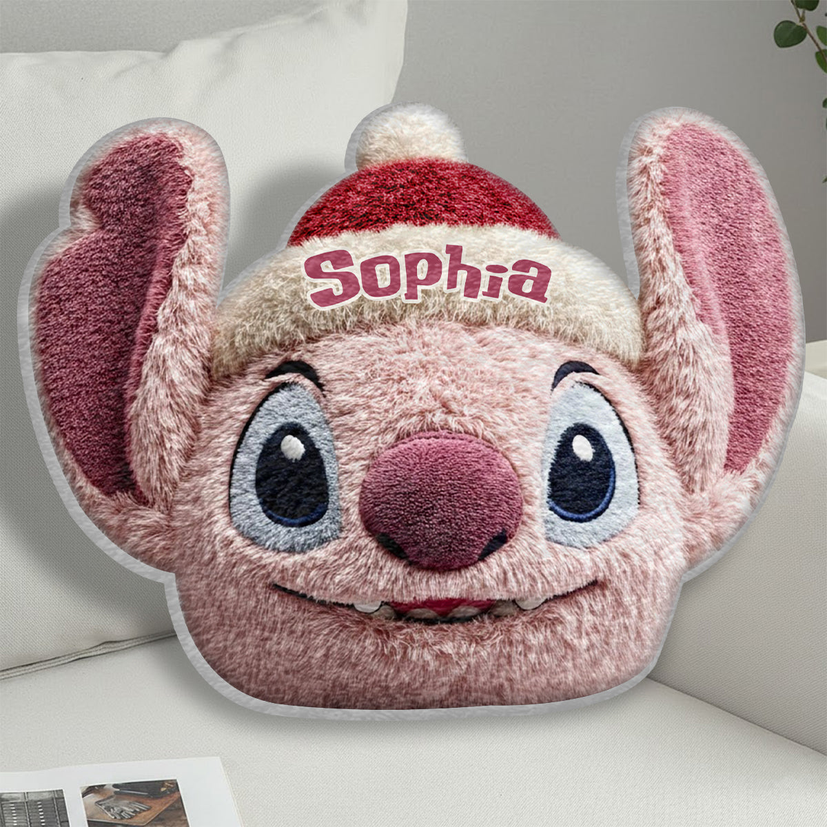 Personalized Faux Fur Shaped Pillow Custom Name Gift for Christmas Faux Fur Shaped Pillow GradoCreations