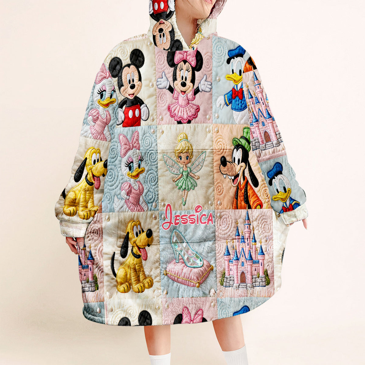 Personalized Disney Mouse Blanket Hoodie Custom Name Gift Blanket Hoodie GradoCreations