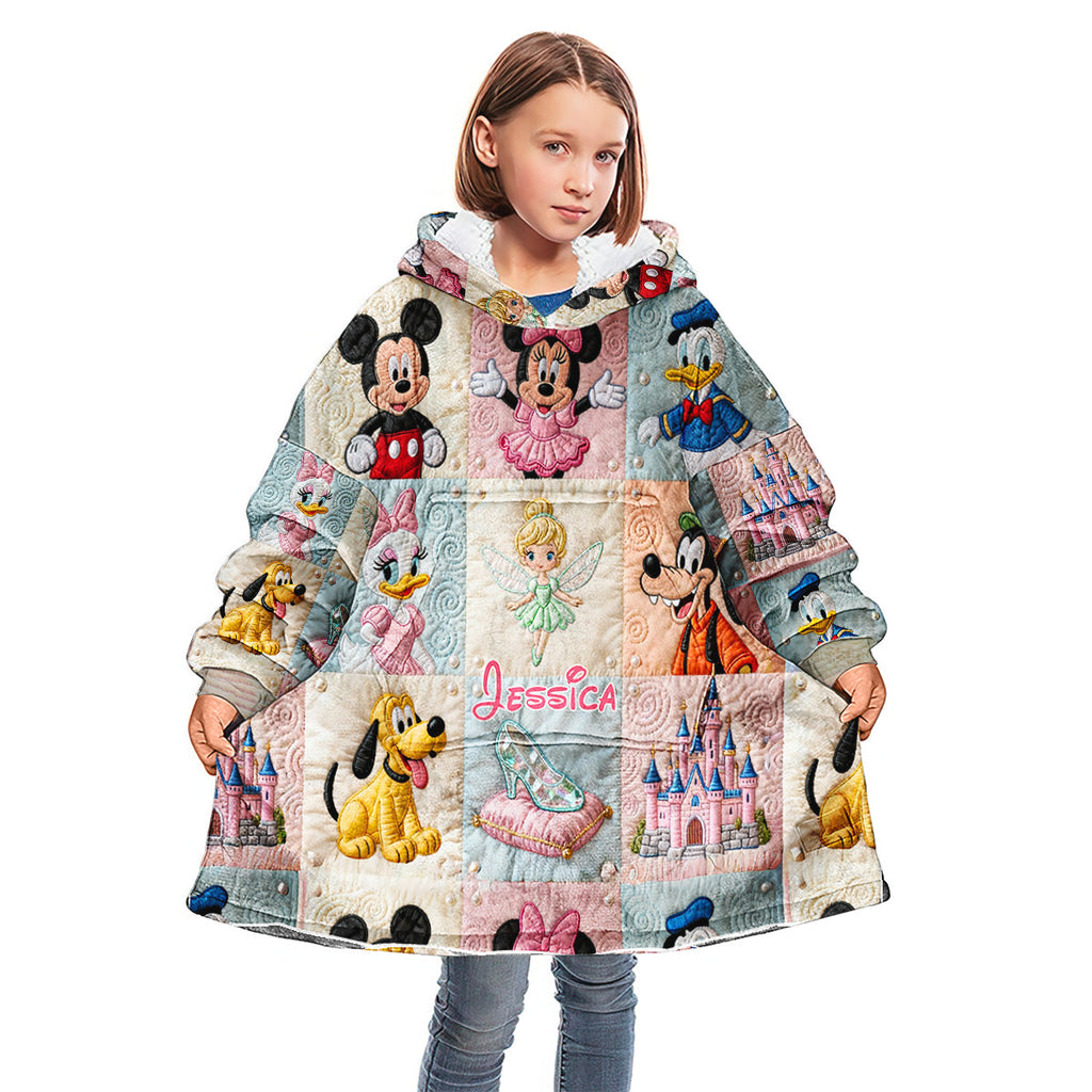 Personalized Disney Mouse Blanket Hoodie Custom Name Gift Blanket Hoodie GradoCreations