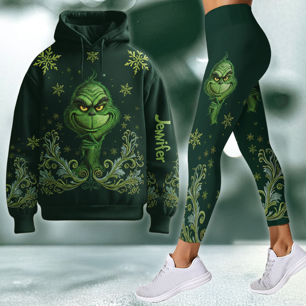 Personalized Grinch Hoodie & Leggings Set Custom Name Christmas Gift Hoodie & Leggings GradoCreations