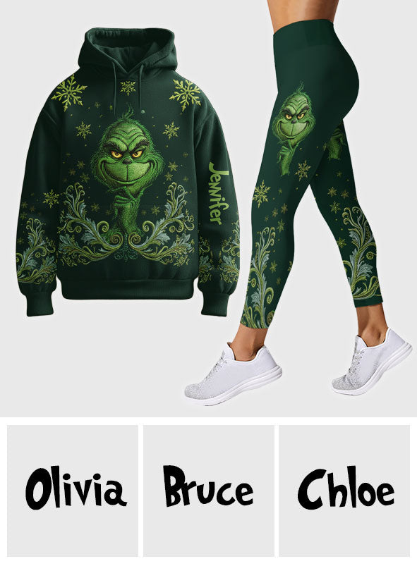 Personalized Grinch Hoodie & Leggings Set Custom Name Christmas Gift Hoodie & Leggings GradoCreations