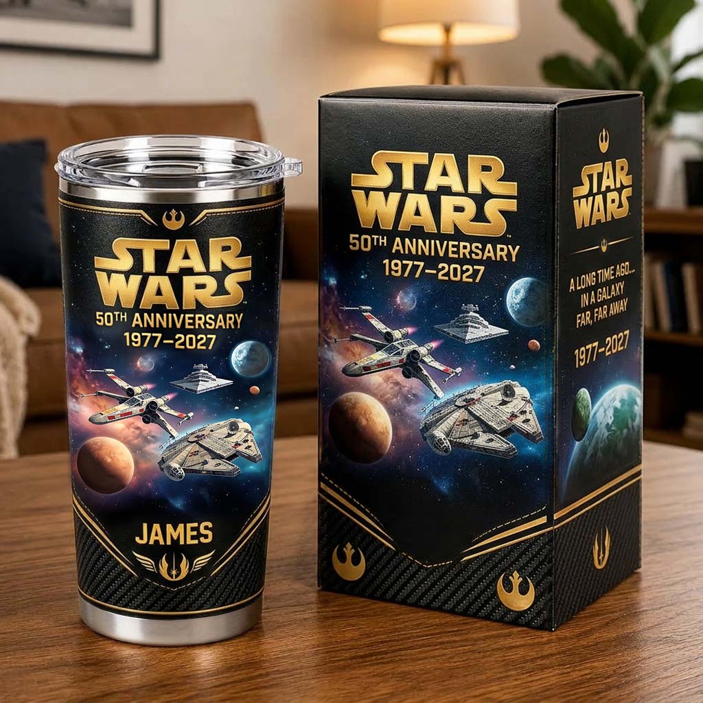 Personalized Star Wars 50th Anniversary Tumbler with Gift Box Tumbler With Gift Box GradoCreations