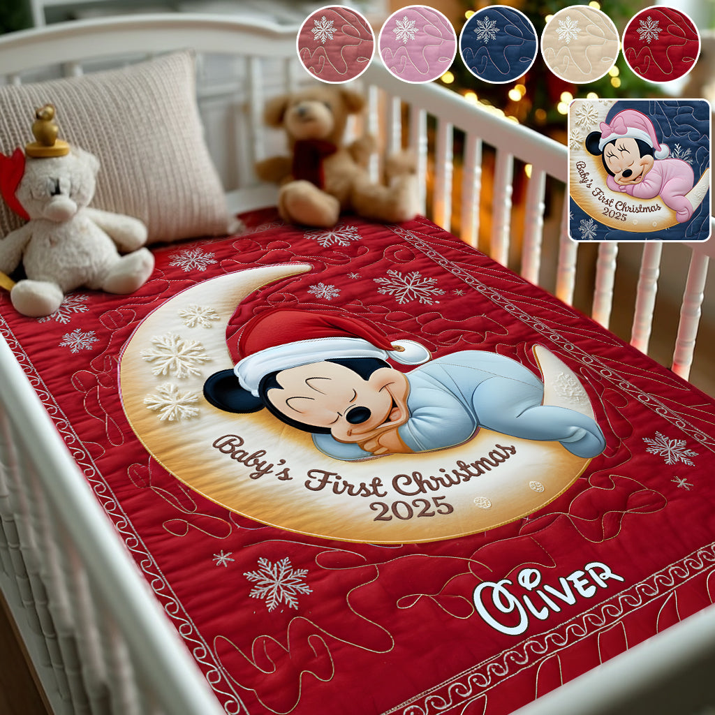 Personalized Baby's First Christmas Mouse Blanket Custom Name Gift Blanket GradoCreations