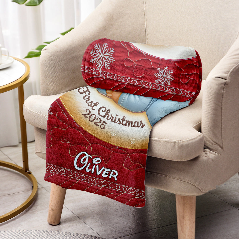 Personalized Baby's First Christmas Mouse Blanket Custom Name Gift Blanket GradoCreations