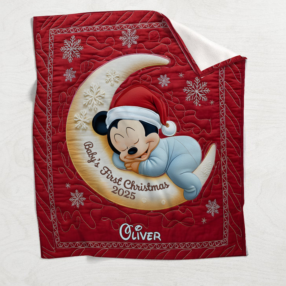 Personalized Baby's First Christmas Mouse Blanket Custom Name Gift Blanket GradoCreations
