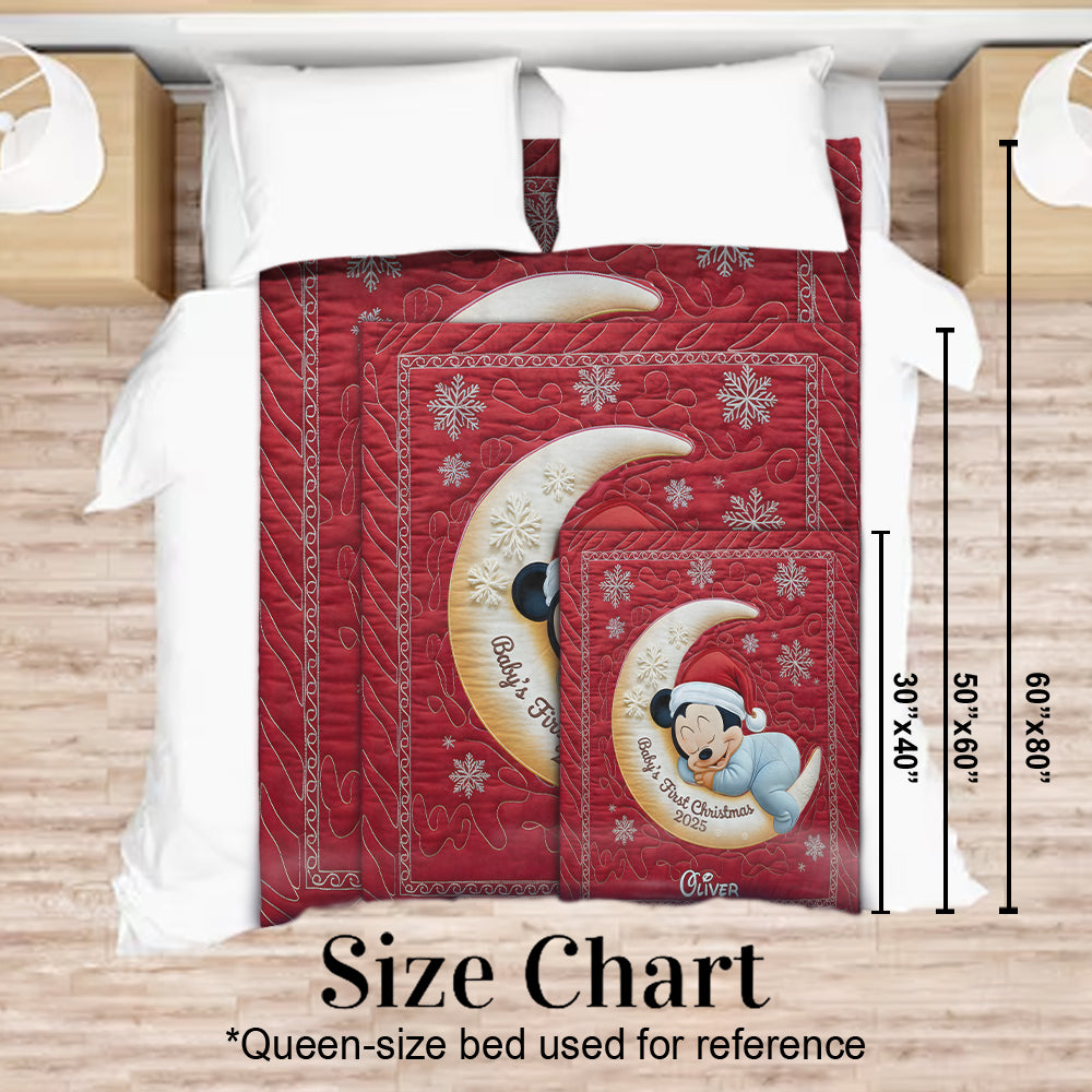 Personalized Baby's First Christmas Mouse Blanket Custom Name Gift Blanket GradoCreations