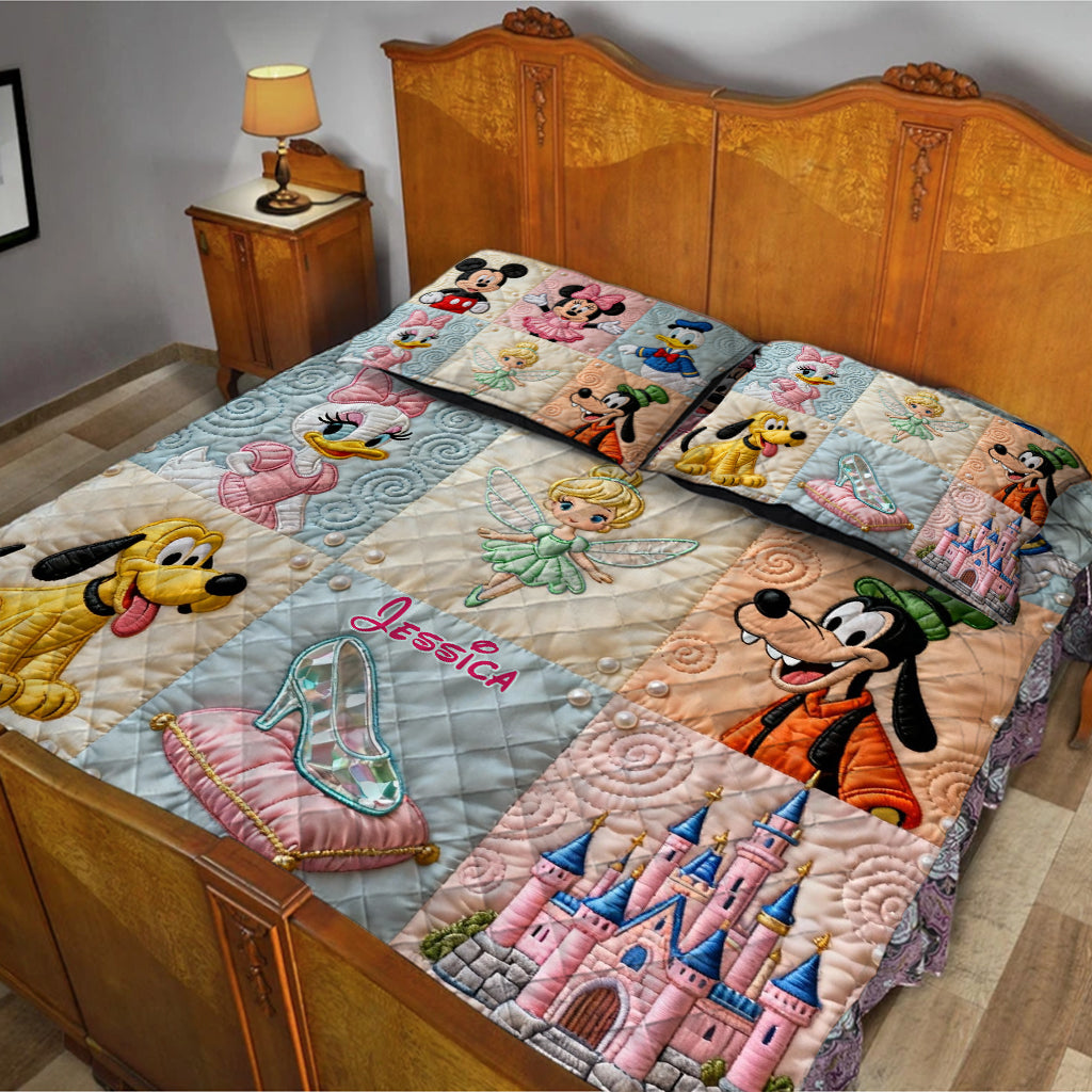 Personalized Quilted Bedding Set with Disney Characters for Family Gift Quilted Bedding Set GradoCreations