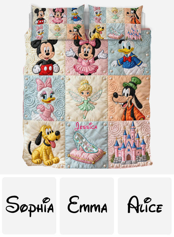 Personalized Quilted Bedding Set with Disney Characters for Family Gift Quilted Bedding Set GradoCreations