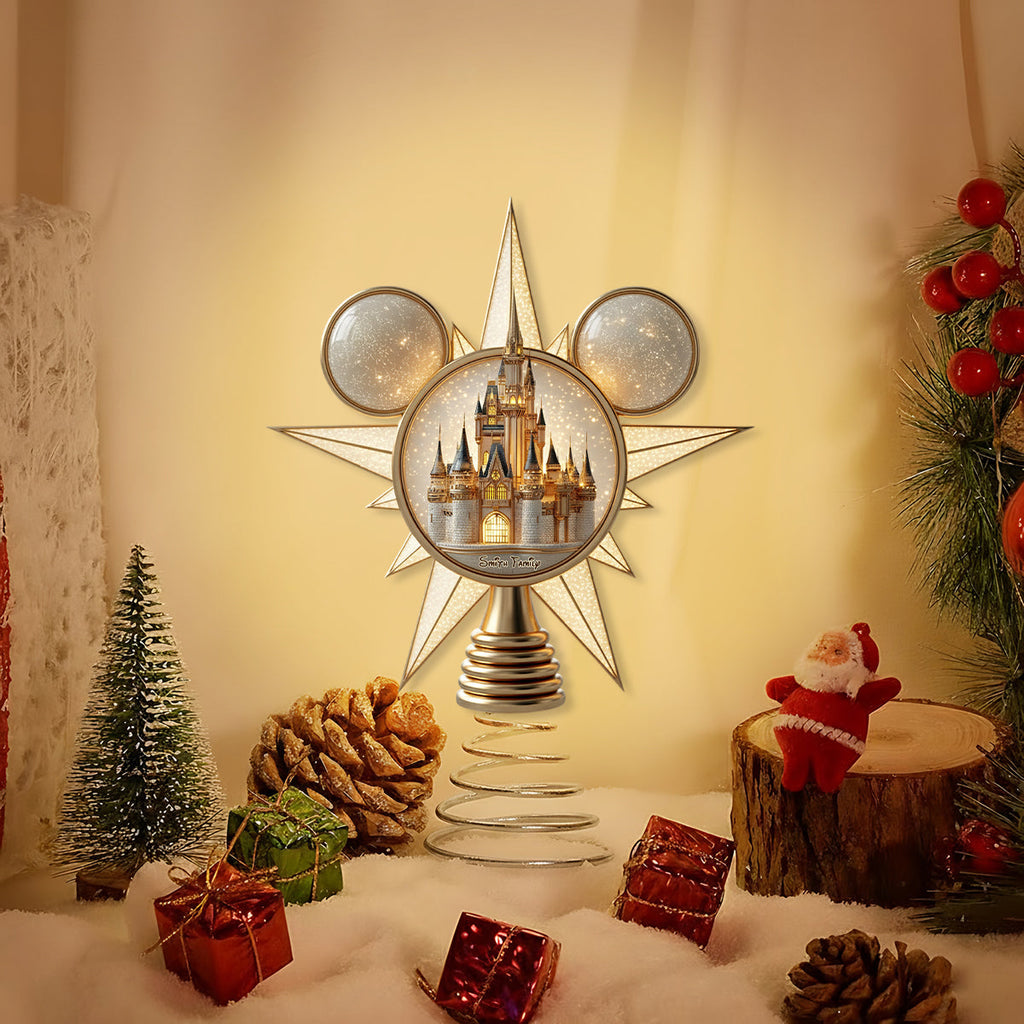 Personalized LED Light Tree Topper with Magical Castle Design for Christmas LED Light Tree Topper GradoCreations