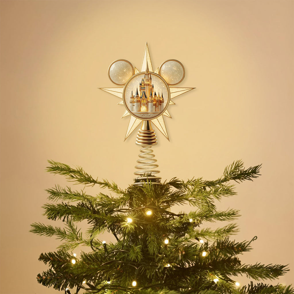 Personalized LED Light Tree Topper with Magical Castle Design for Christmas LED Light Tree Topper GradoCreations