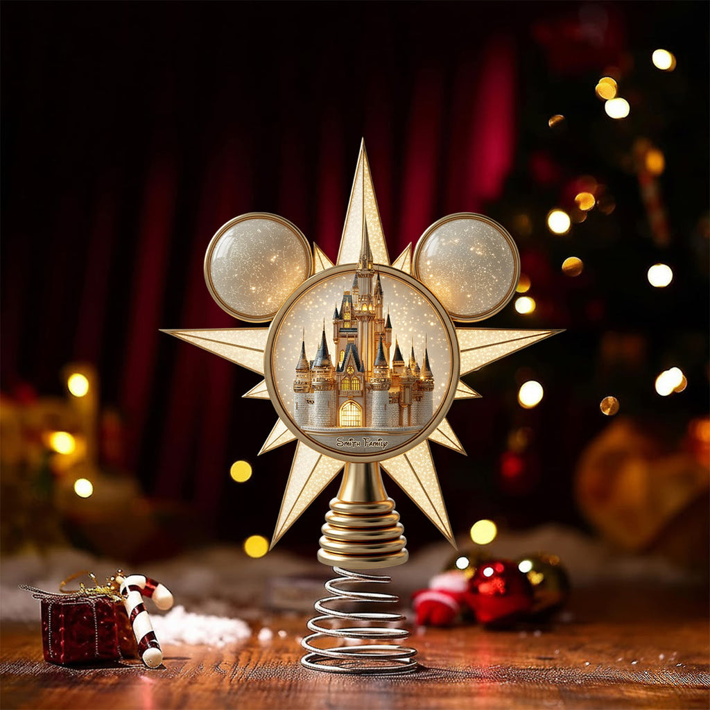 Personalized LED Light Tree Topper with Magical Castle Design for Christmas LED Light Tree Topper GradoCreations