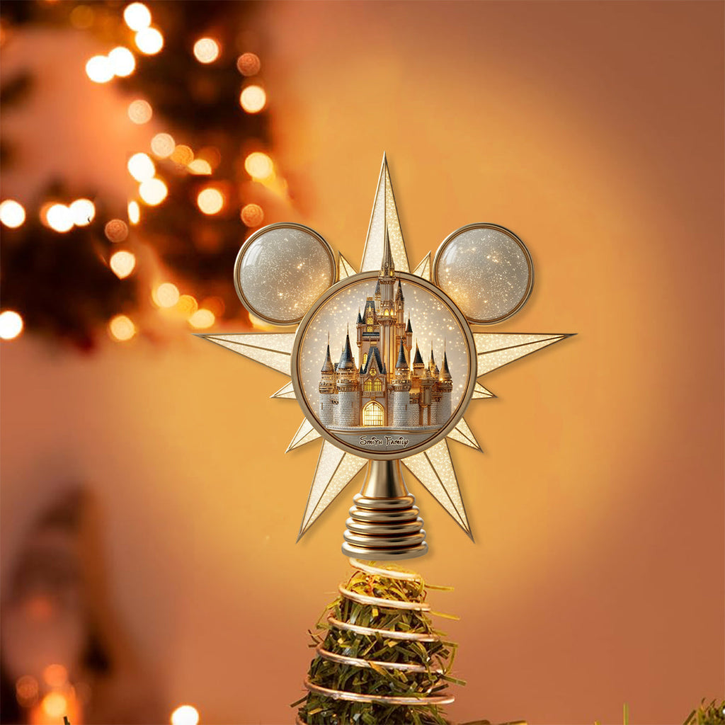 Personalized LED Light Tree Topper with Magical Castle Design for Christmas LED Light Tree Topper GradoCreations