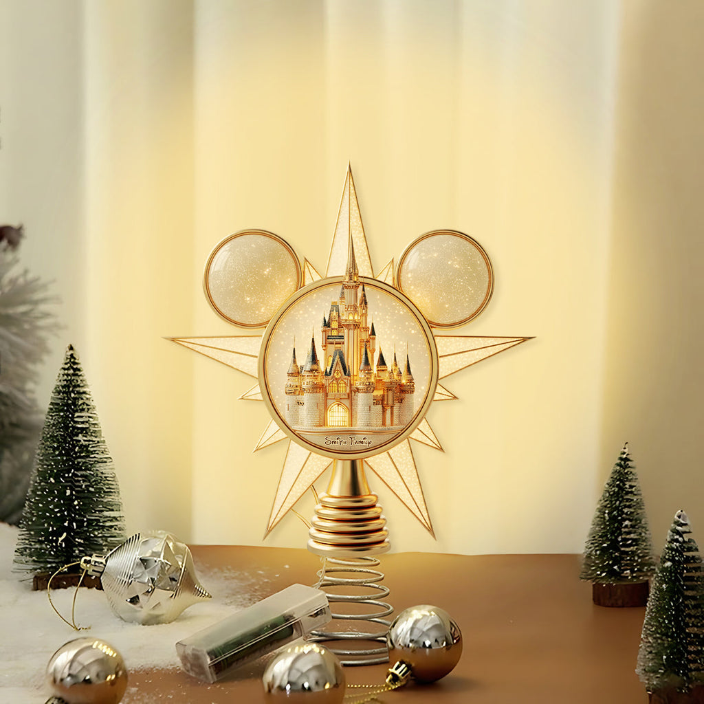Personalized LED Light Tree Topper with Magical Castle Design for Christmas LED Light Tree Topper GradoCreations