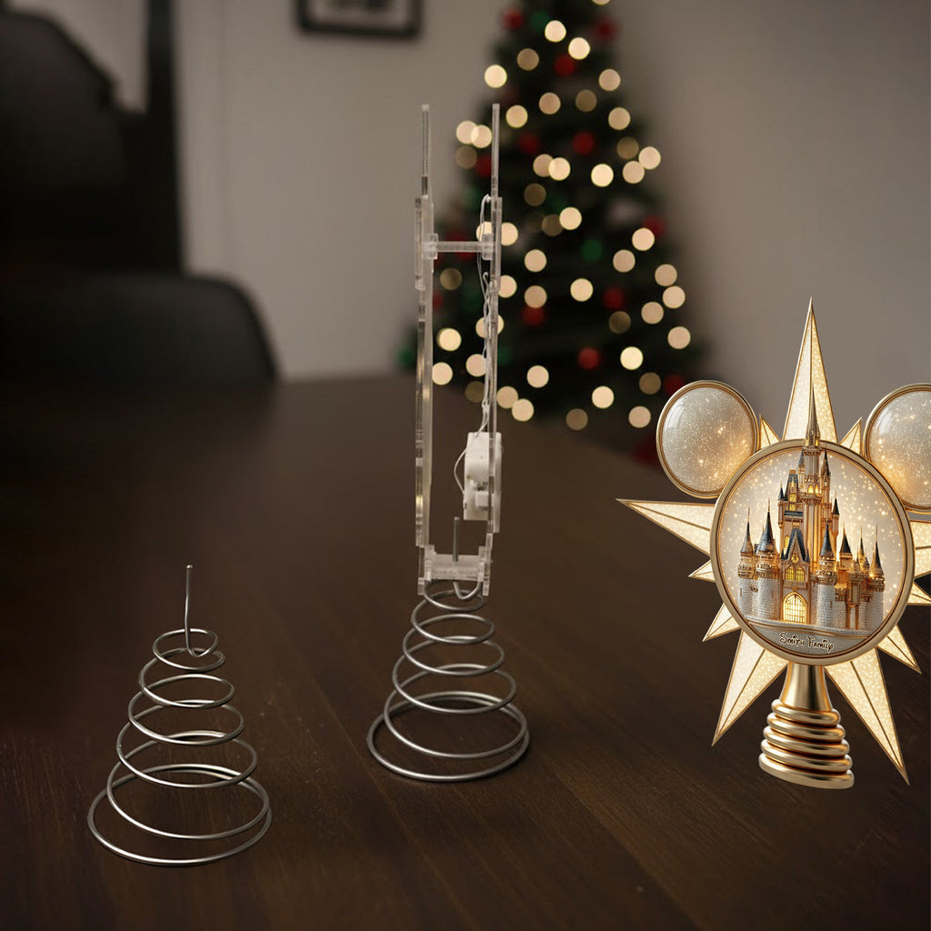 Personalized LED Light Tree Topper with Magical Castle Design for Christmas LED Light Tree Topper GradoCreations