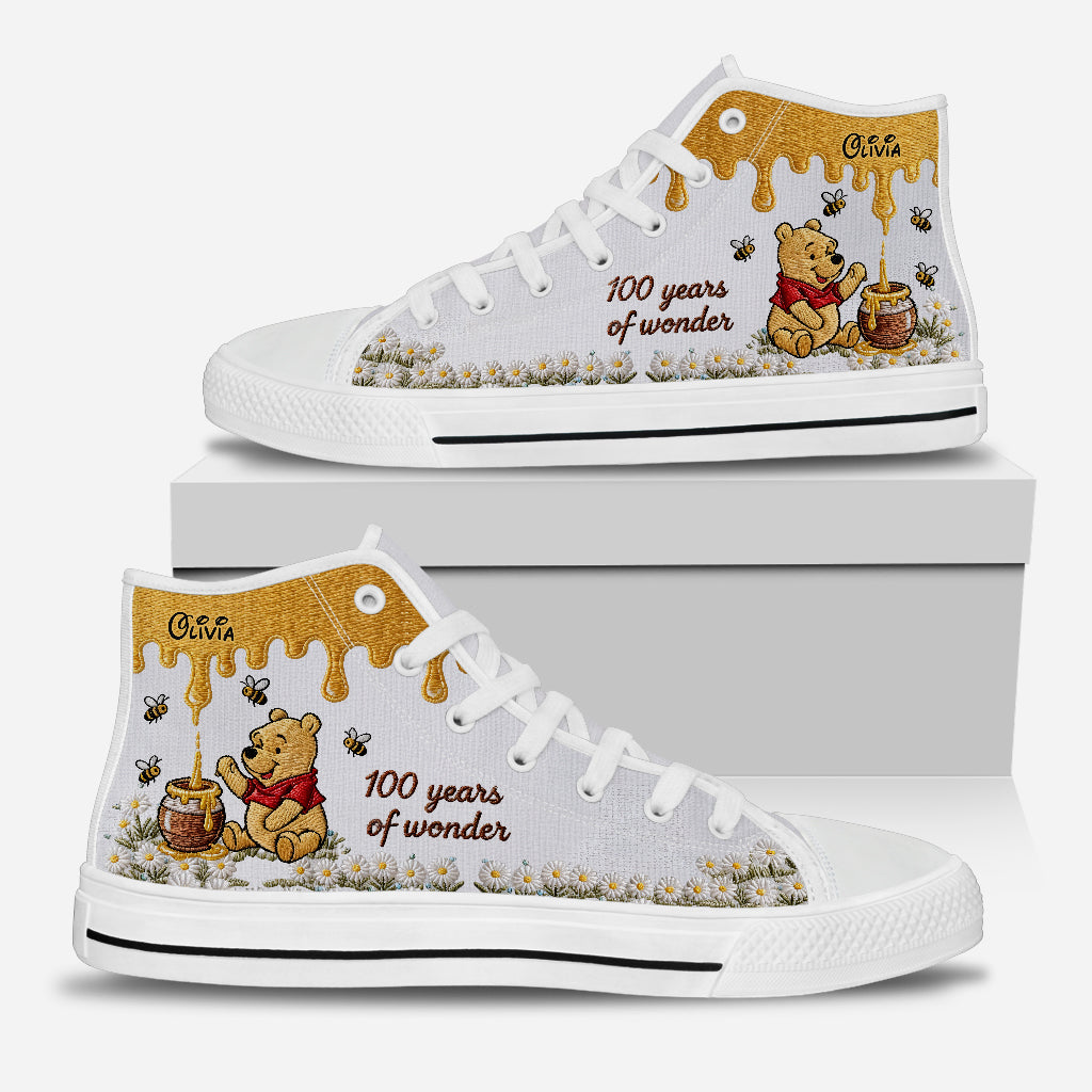 Personalized Yellow Bear High Top Shoes Custom Name Gift High top shoes GradoCreations