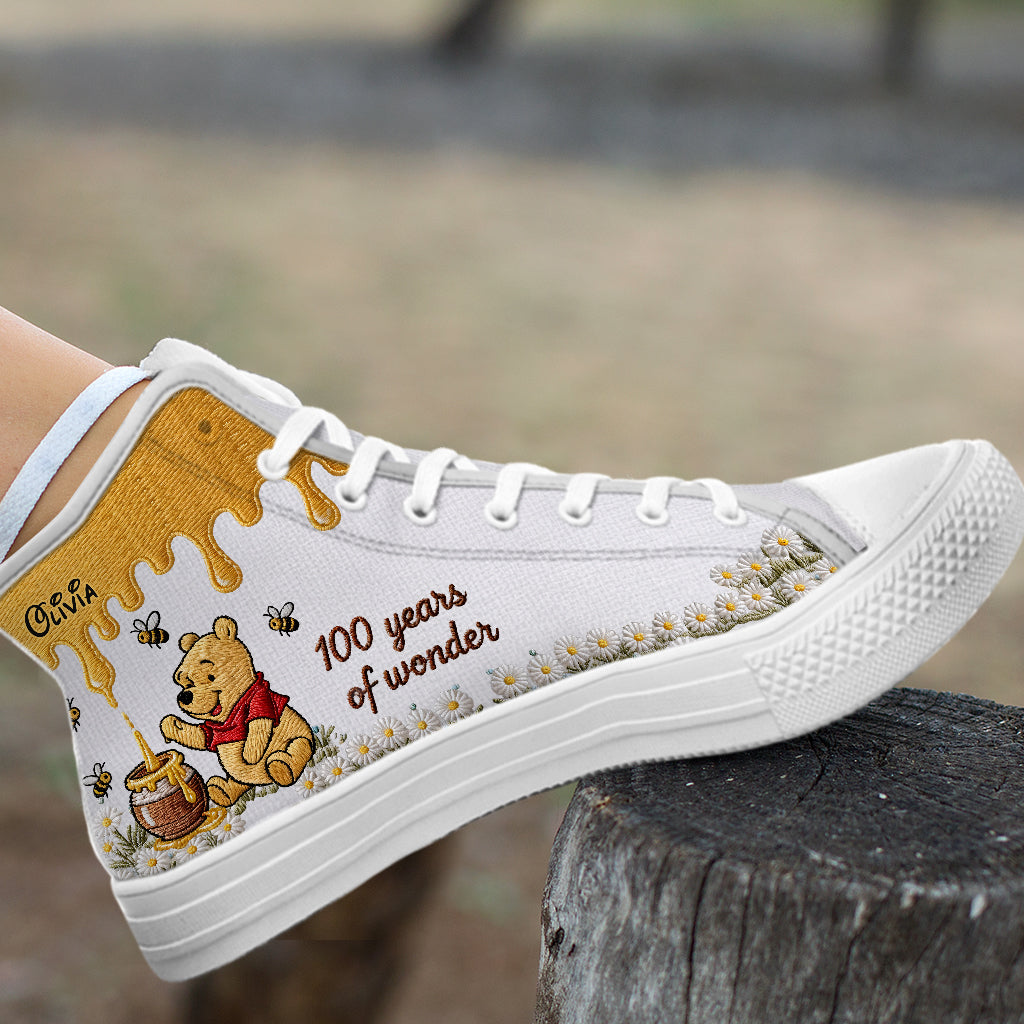 Personalized Yellow Bear High Top Shoes Custom Name Gift High top shoes GradoCreations
