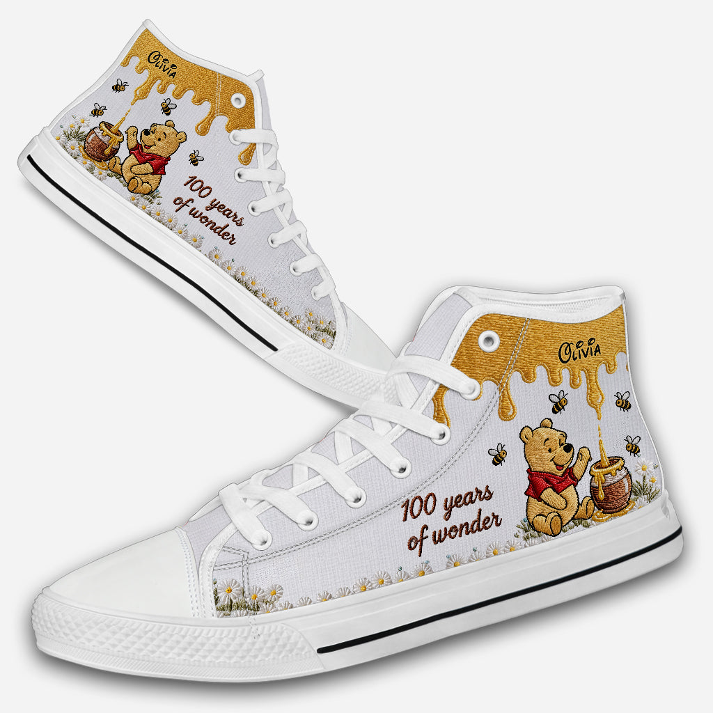 Personalized Yellow Bear High Top Shoes Custom Name Gift High top shoes GradoCreations