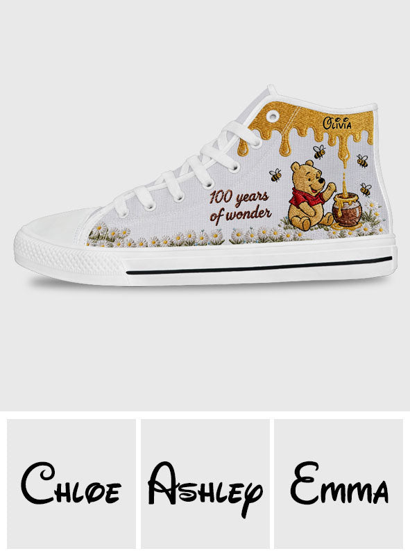 Personalized Yellow Bear High Top Shoes Custom Name Gift High top shoes GradoCreations
