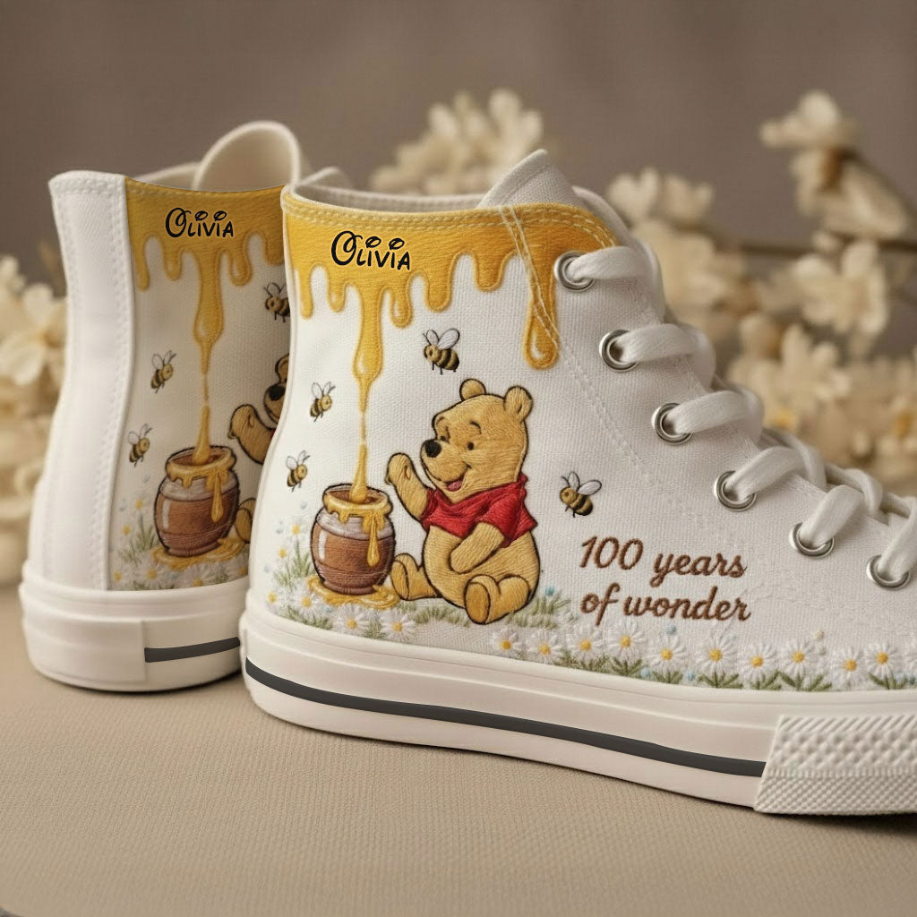 Personalized Yellow Bear High Top Shoes Custom Name Gift High top shoes GradoCreations