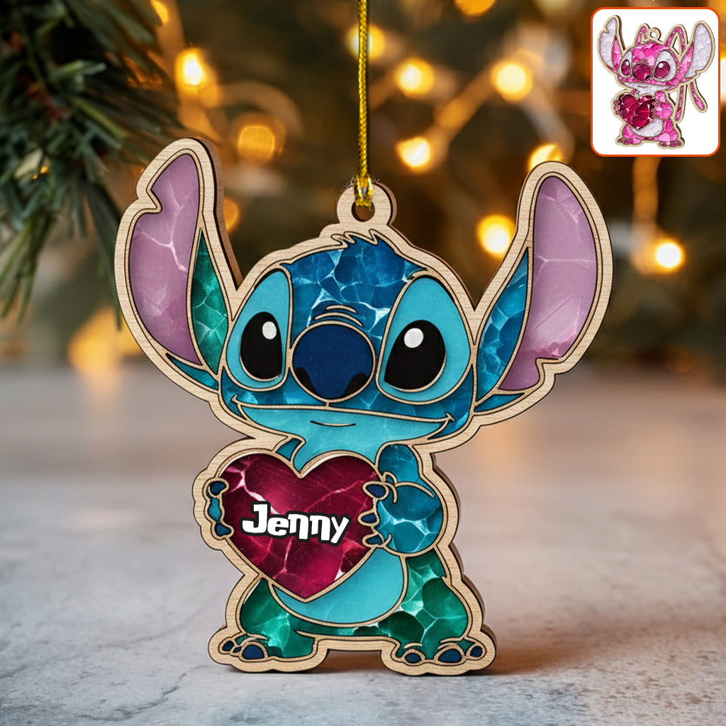 Personalized Ohana Ornament Blue Monster Custom Name Gift Ornament GradoCreations