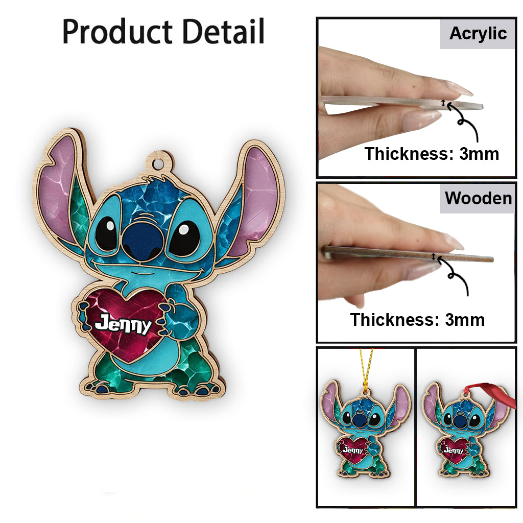 Personalized Ohana Ornament Blue Monster Custom Name Gift Ornament GradoCreations