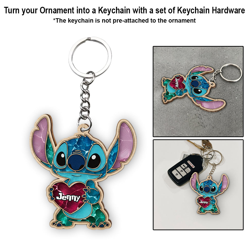 Personalized Ohana Ornament Blue Monster Custom Name Gift Ornament GradoCreations