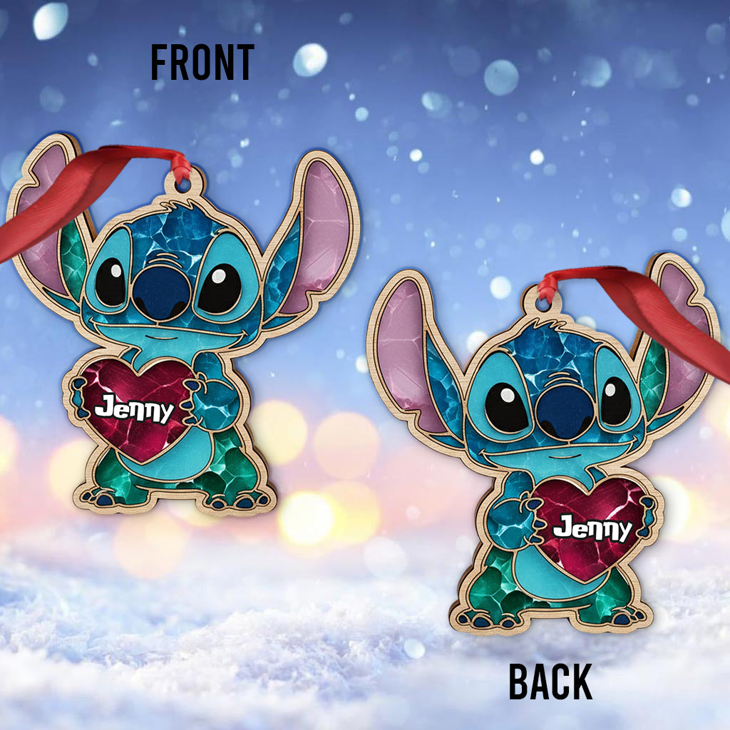 Personalized Ohana Ornament Blue Monster Custom Name Gift Ornament GradoCreations