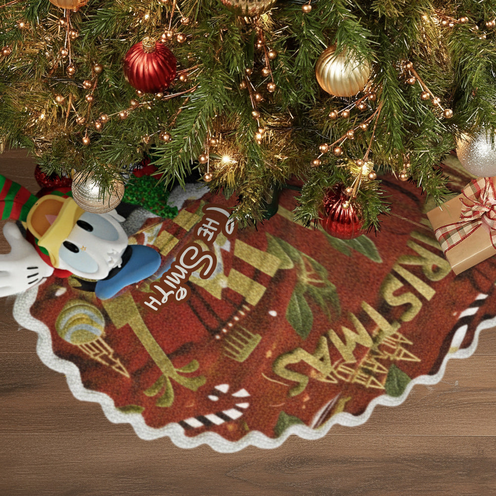 Personalized Mouse Shaped Tree Skirt Custom Name for Christmas Shaped Tree Skirt GradoCreations