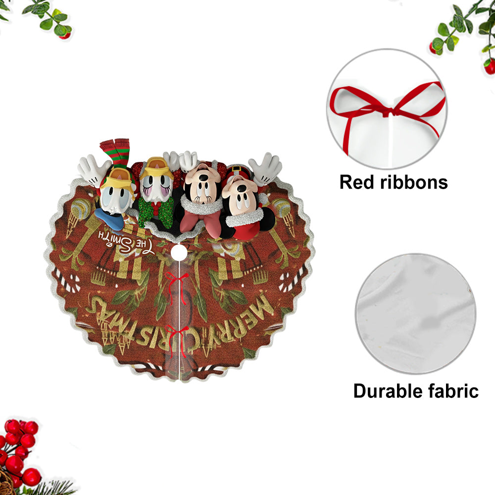 Personalized Mouse Shaped Tree Skirt Custom Name for Christmas Shaped Tree Skirt GradoCreations