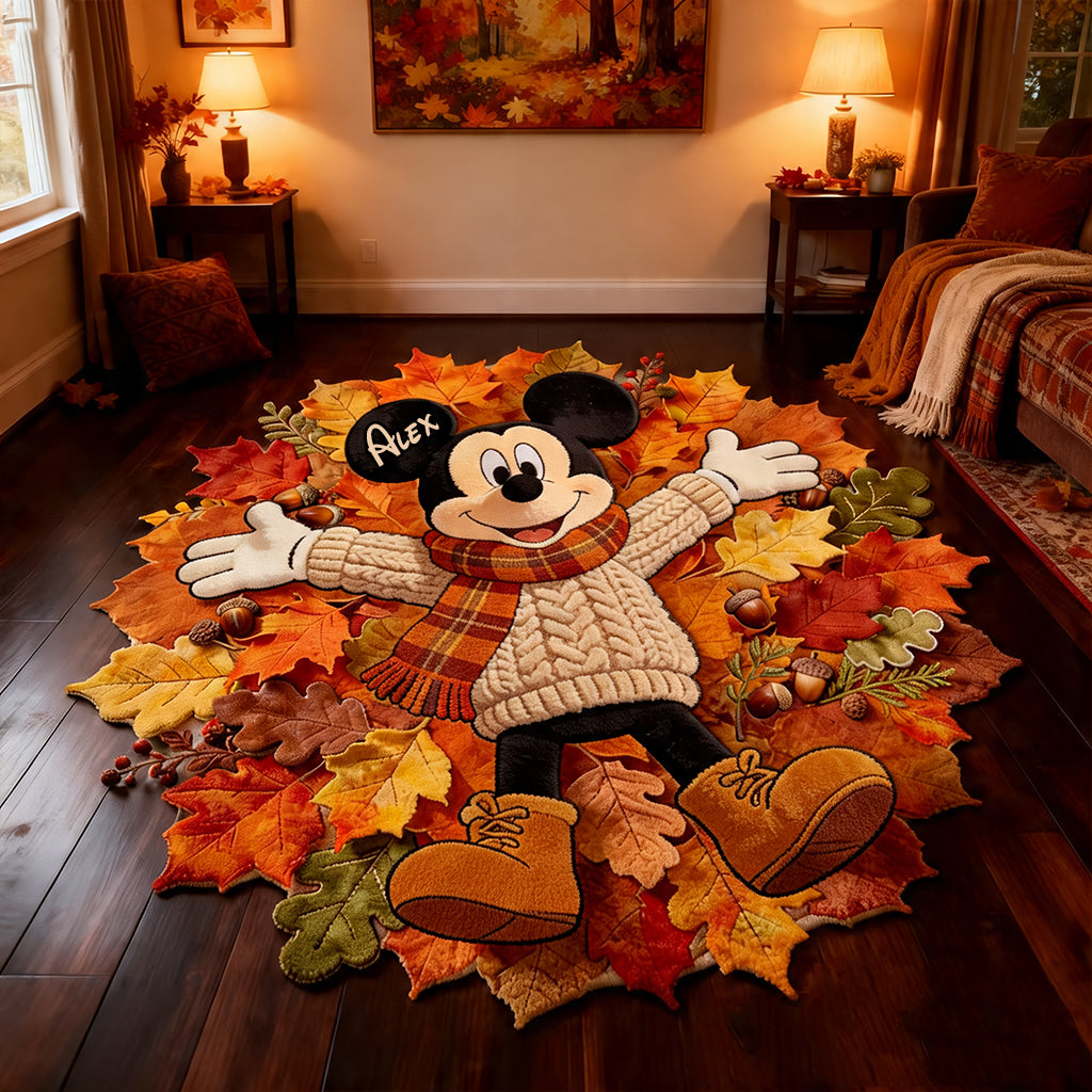 Personalized Fall-Themed Non-Slip Rug with Custom Name for Kids Non-Slip Tufted Rug GradoCreations