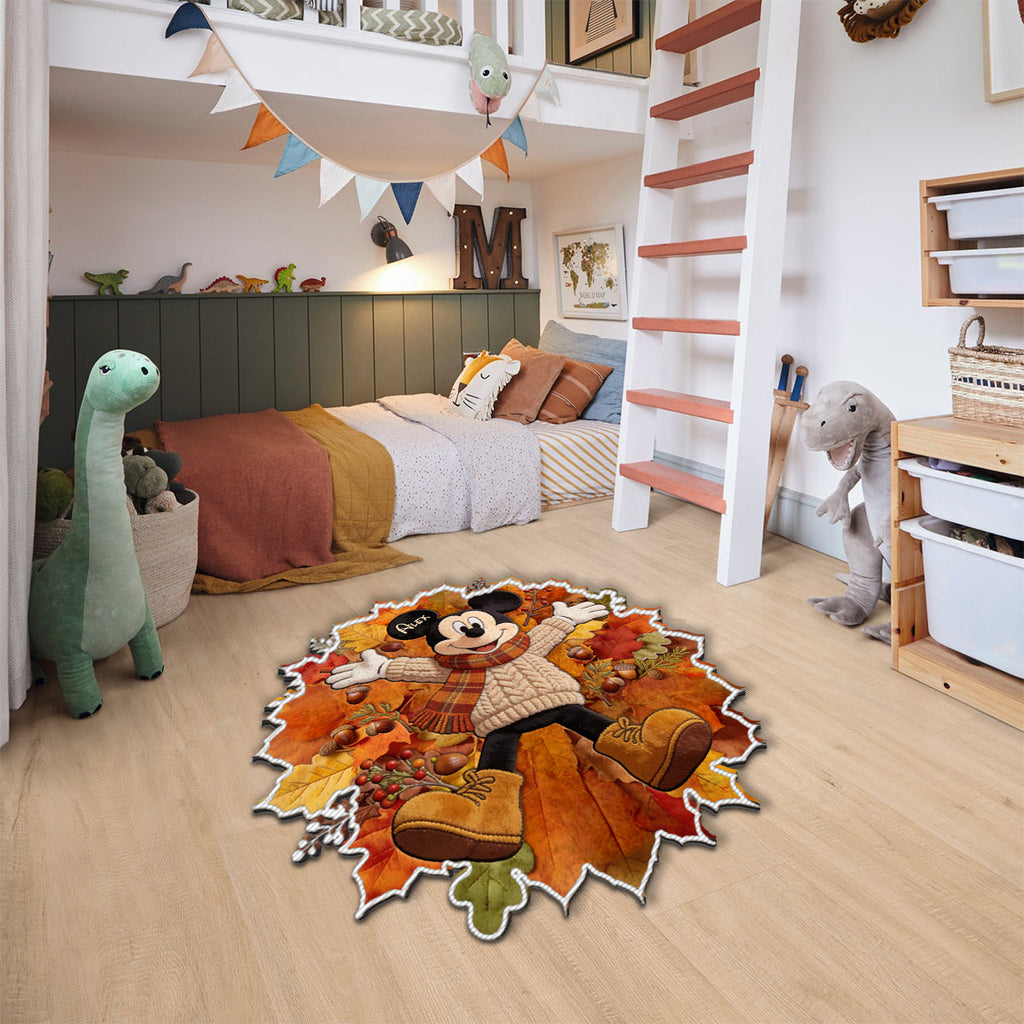 Personalized Fall-Themed Non-Slip Rug with Custom Name for Kids Non-Slip Tufted Rug GradoCreations