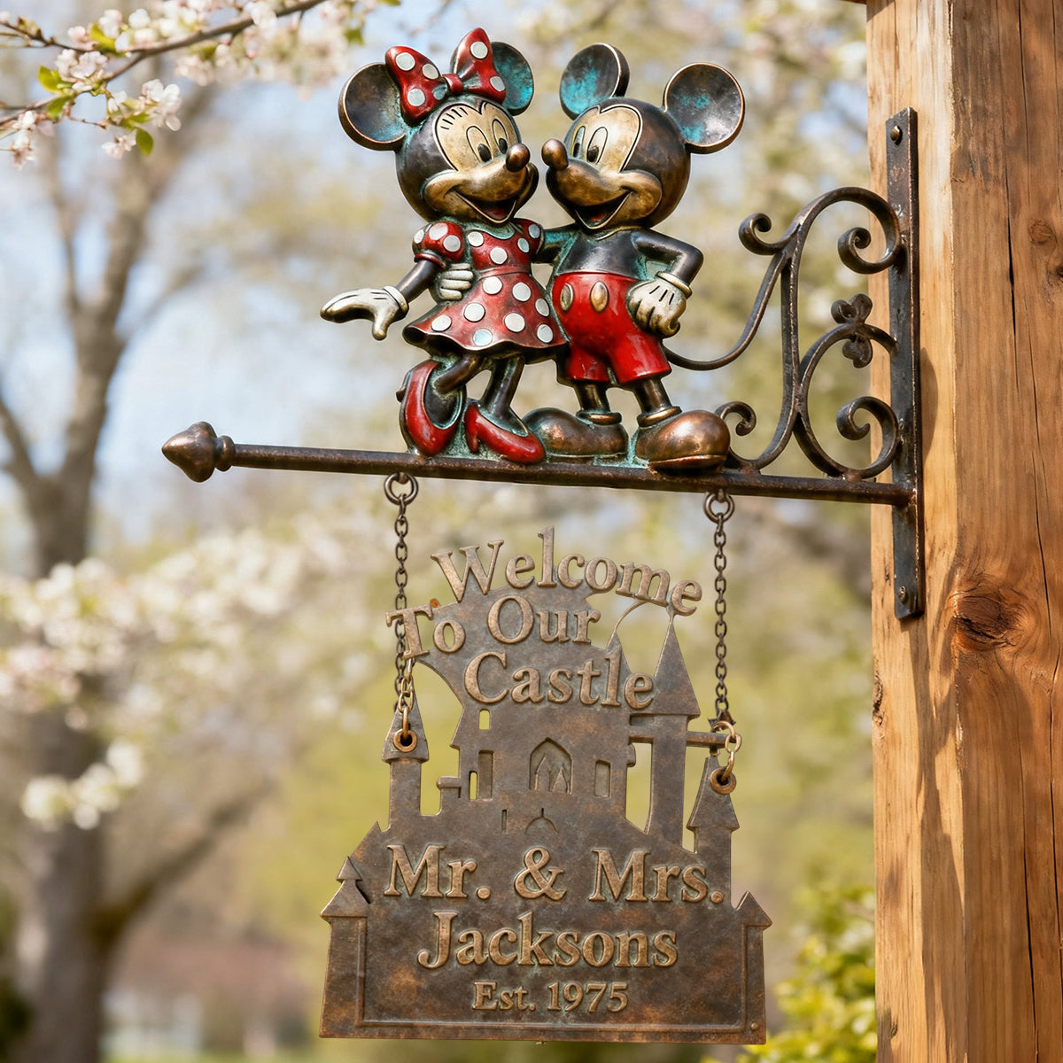Personalized Mickey Mouse Wooden Wall Mount Sign for Couples Wooden Wall Mount Sign GradoCreations