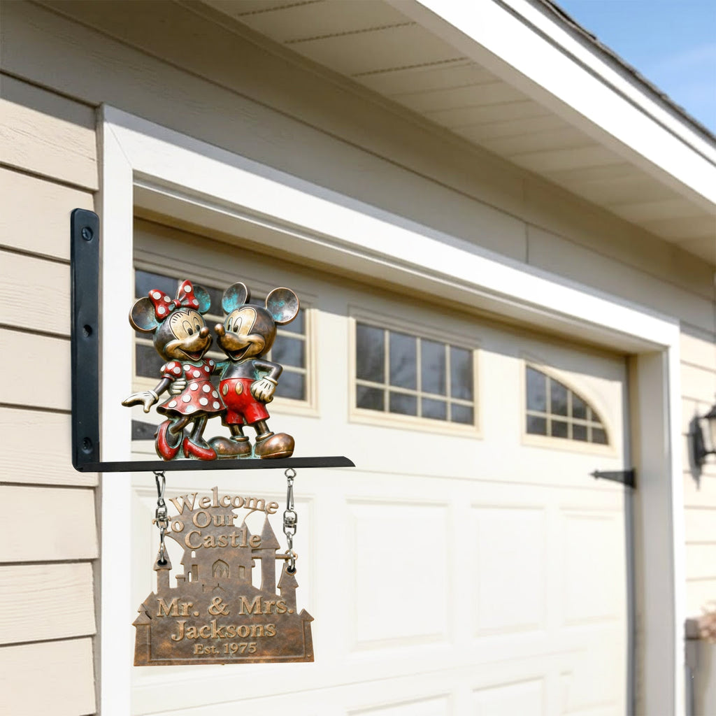Personalized Mickey Mouse Wooden Wall Mount Sign for Couples Wooden Wall Mount Sign GradoCreations