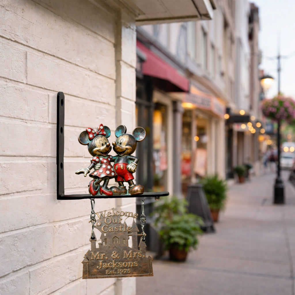 Personalized Mickey Mouse Wooden Wall Mount Sign for Couples Wooden Wall Mount Sign GradoCreations