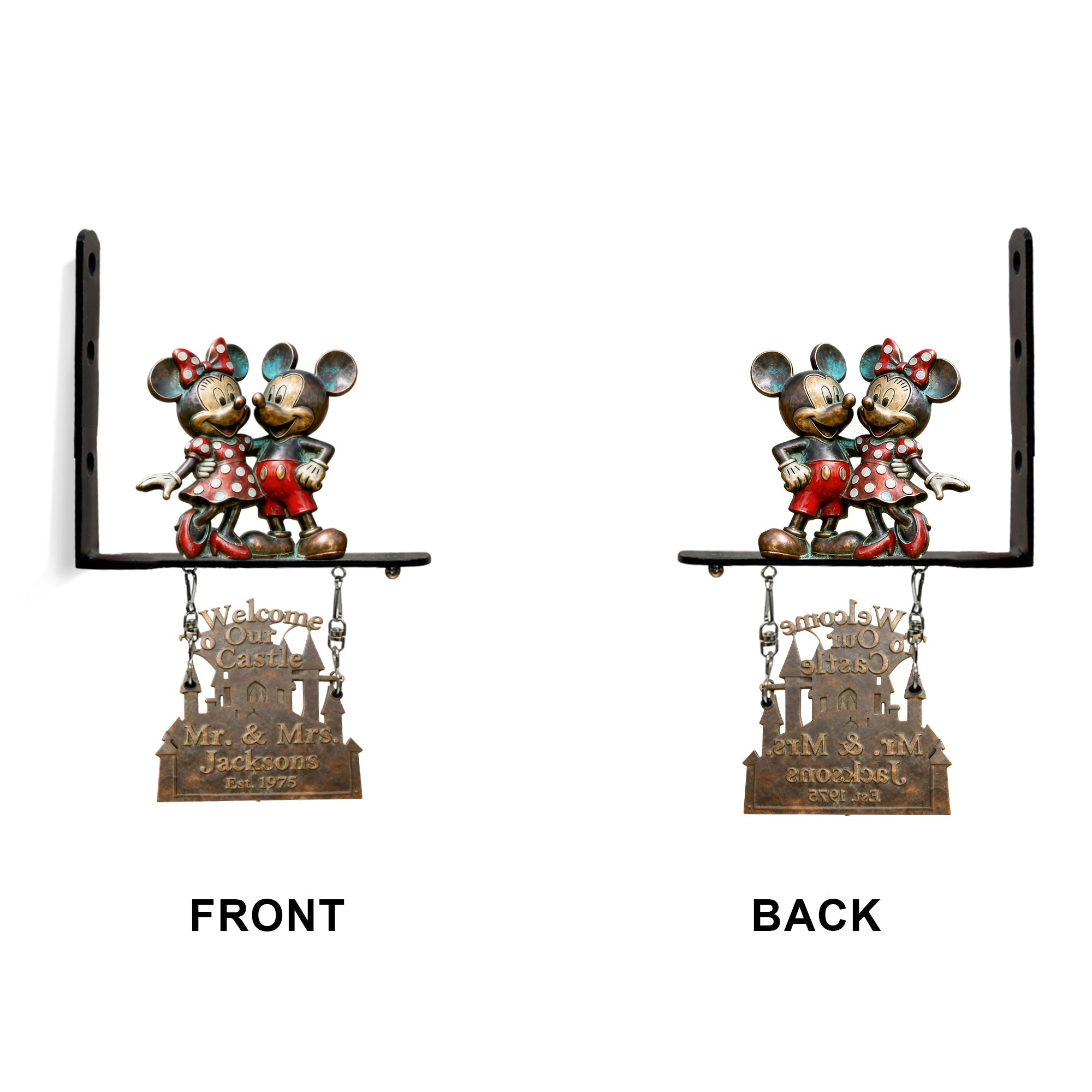 Personalized Mickey Mouse Wooden Wall Mount Sign for Couples Wooden Wall Mount Sign GradoCreations
