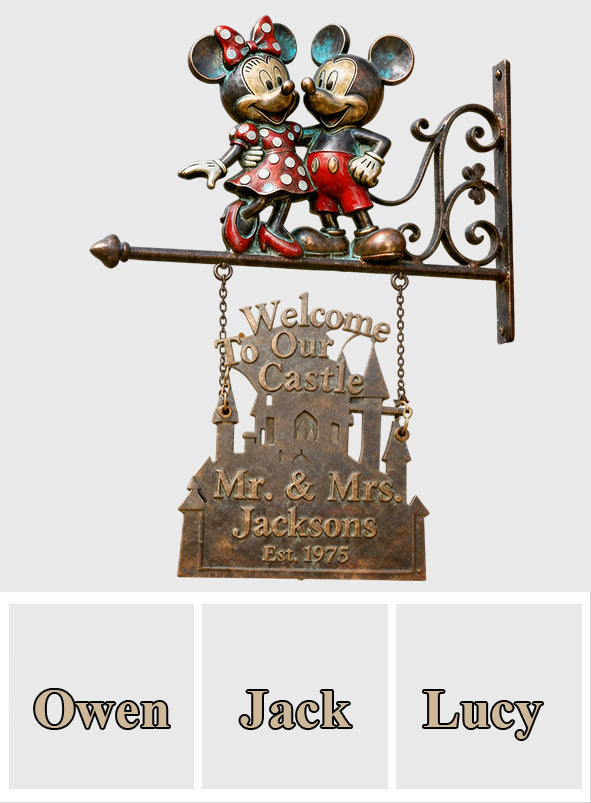 Personalized Mickey Mouse Wooden Wall Mount Sign for Couples Wooden Wall Mount Sign GradoCreations