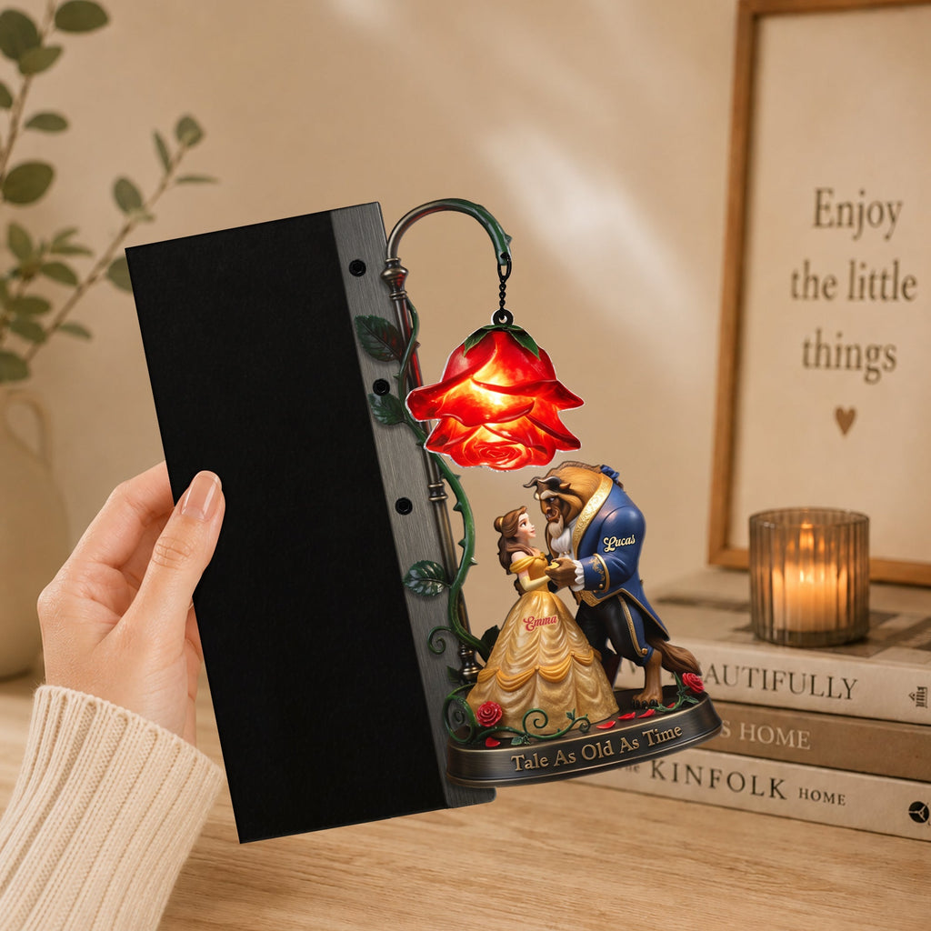 Personalized 3D Beauty and The Beast Bookshelf Lamp Gift for Couples Bookshelf Lamp GradoCreations