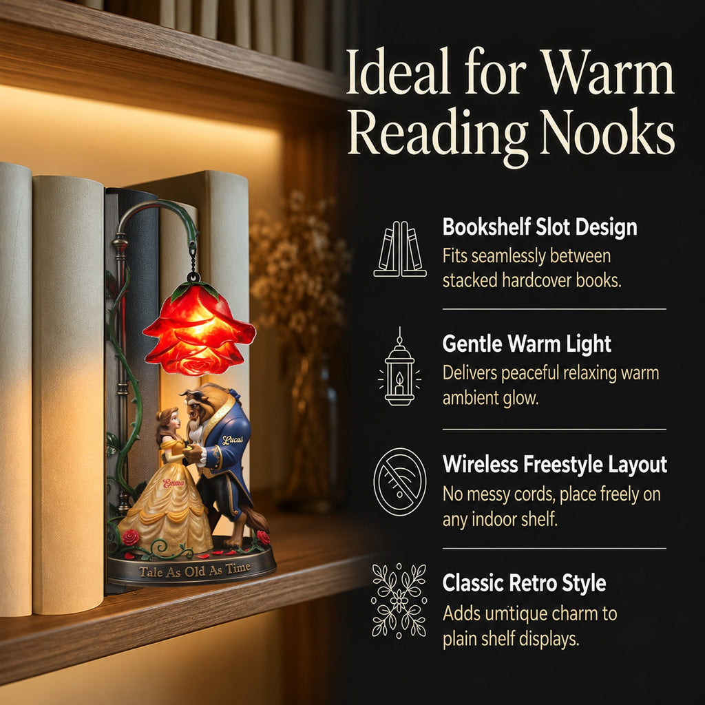 Personalized 3D Beauty and The Beast Bookshelf Lamp Gift for Couples Bookshelf Lamp GradoCreations