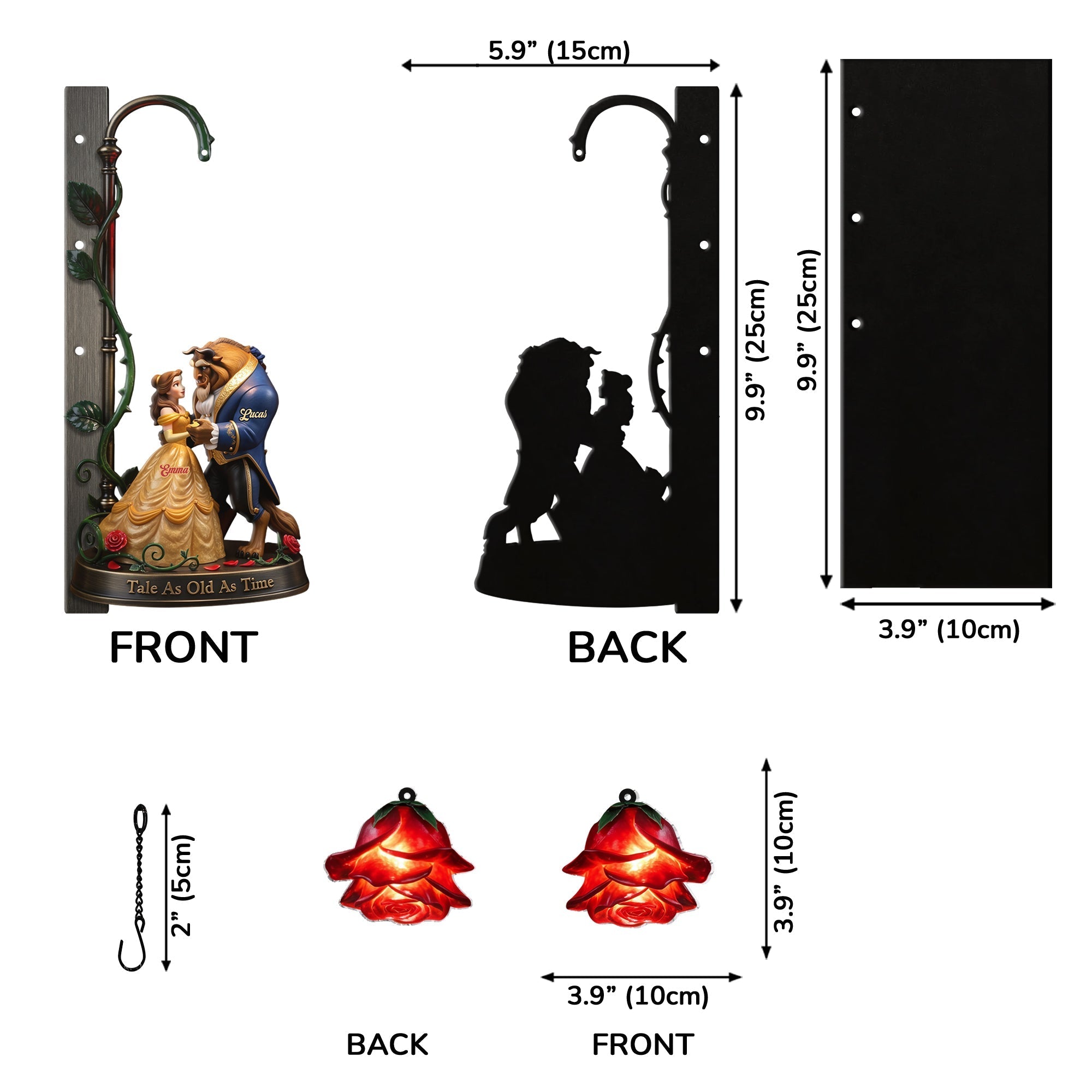 Personalized 3D Beauty and The Beast Bookshelf Lamp Gift for Couples Bookshelf Lamp GradoCreations