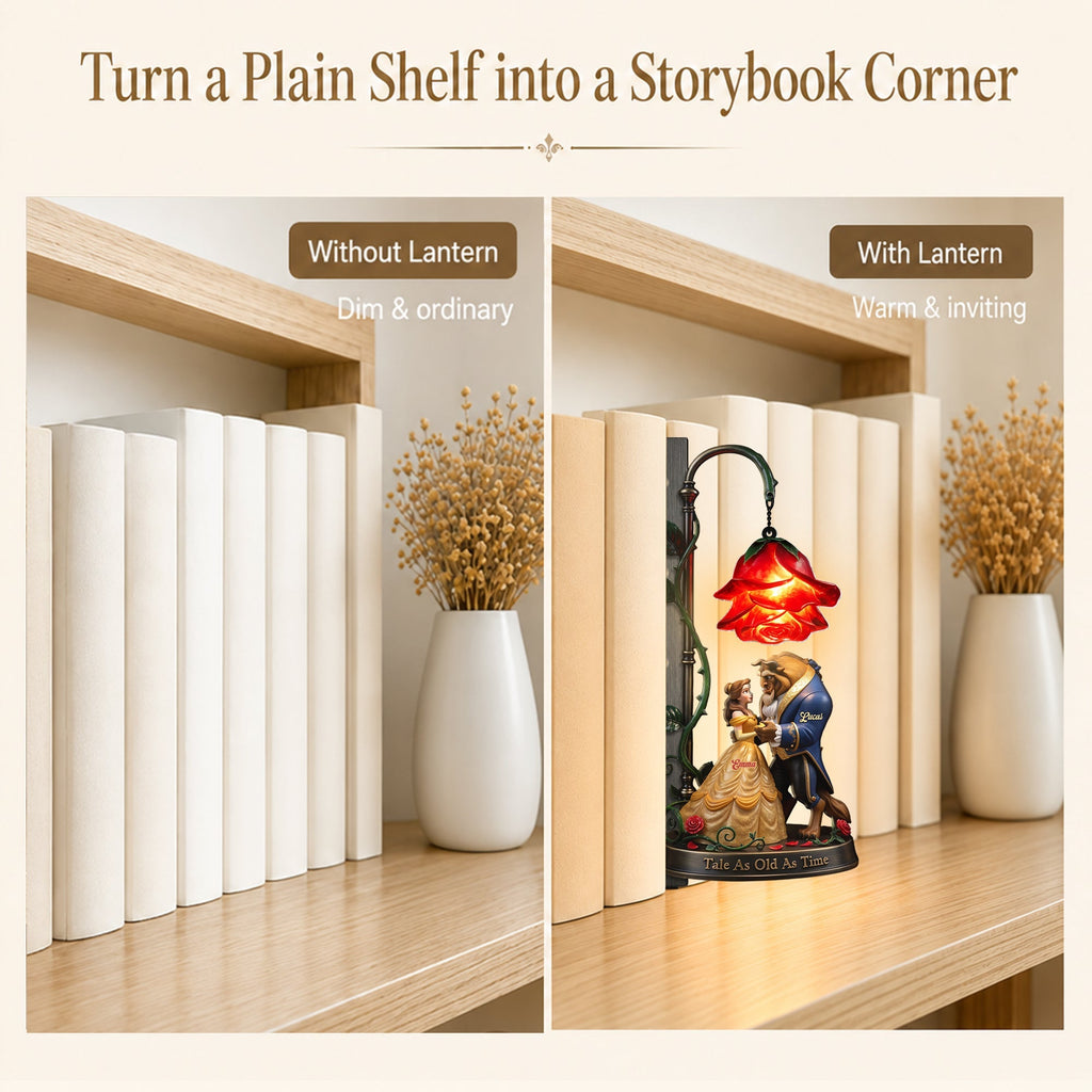 Personalized 3D Beauty and The Beast Bookshelf Lamp Gift for Couples Bookshelf Lamp GradoCreations