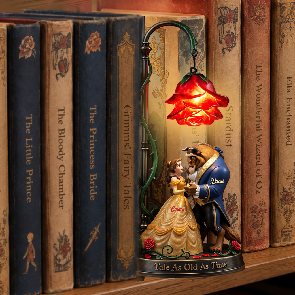 Personalized 3D Beauty and The Beast Bookshelf Lamp Gift for Couples Bookshelf Lamp GradoCreations