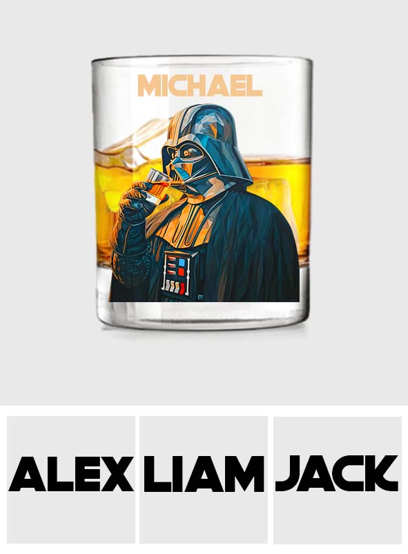 Personalized Darth Vader Whiskey Glass Custom Name Gift for Him Whiskey Glass GradoCreations