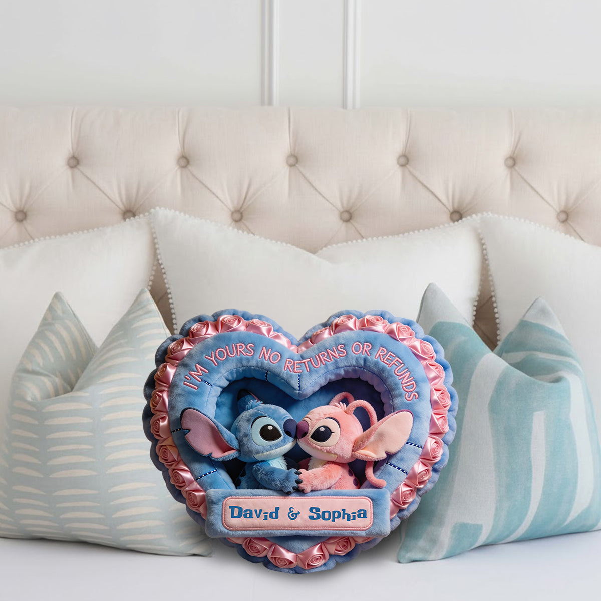 Personalized Heart-Felt Faux Fur Pillow Custom Name Gift Faux Fur Shaped Pillow GradoCreations