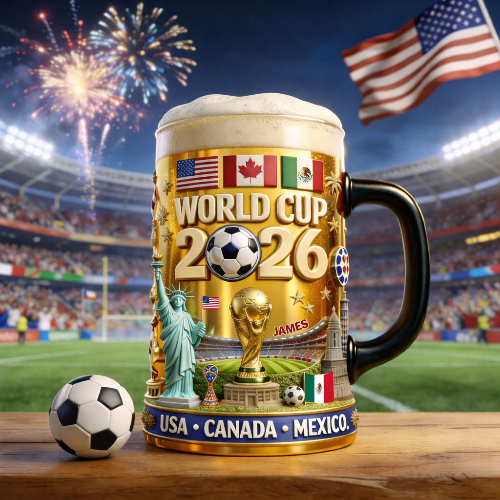 Personalized Beer Stein World Cup 2026 Gift for Soccer Fans