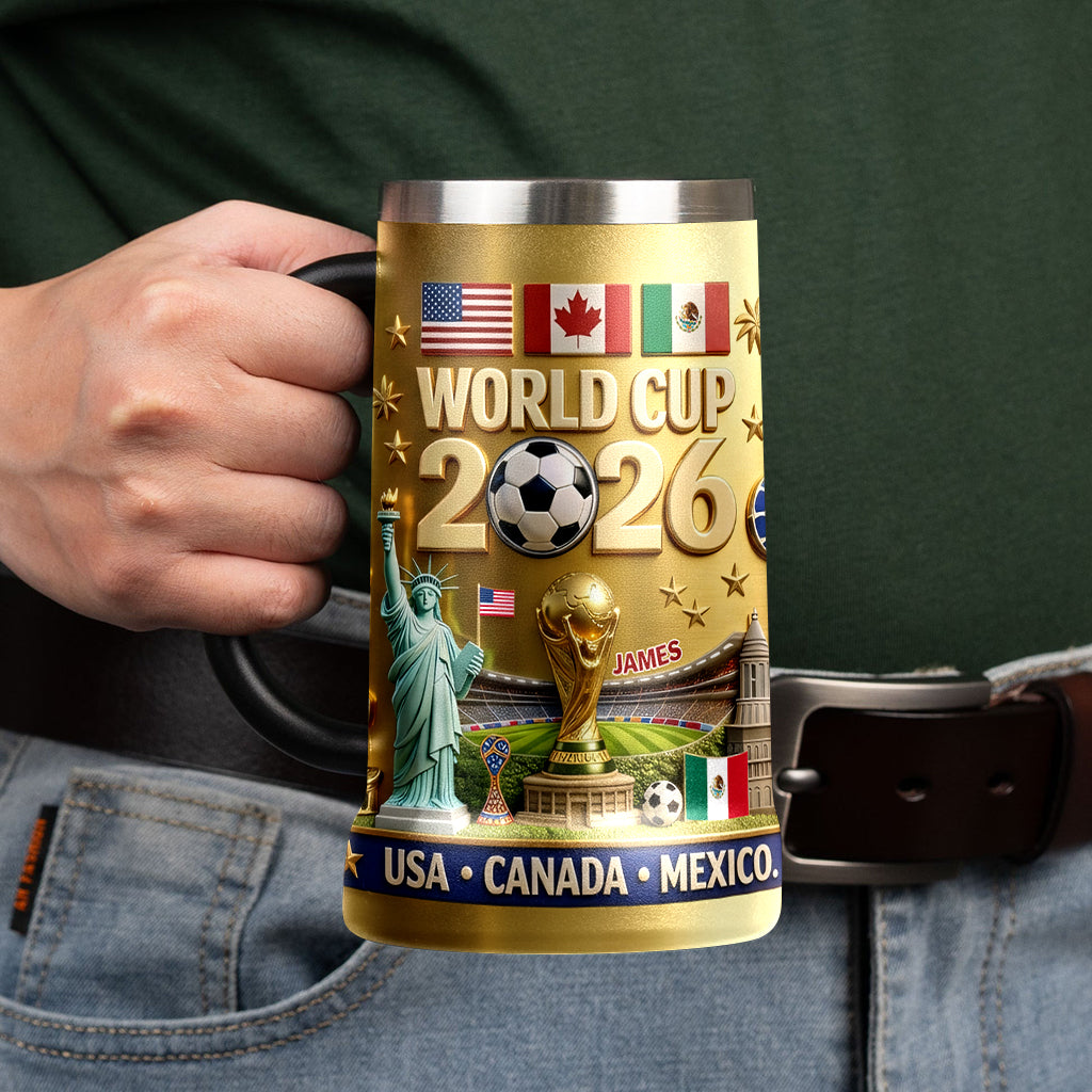 Personalized Beer Stein World Cup 2026 Gift for Soccer Fans