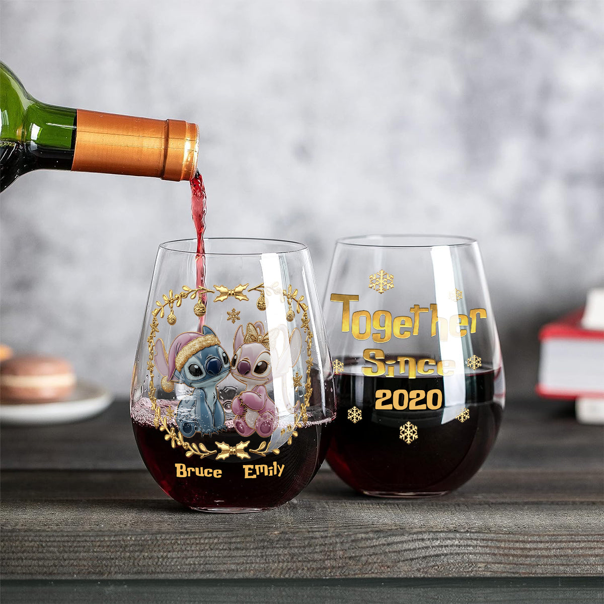 Personalized Ohana All Over Wine Glass Custom Name Gift All Over Wine Glass GradoCreations
