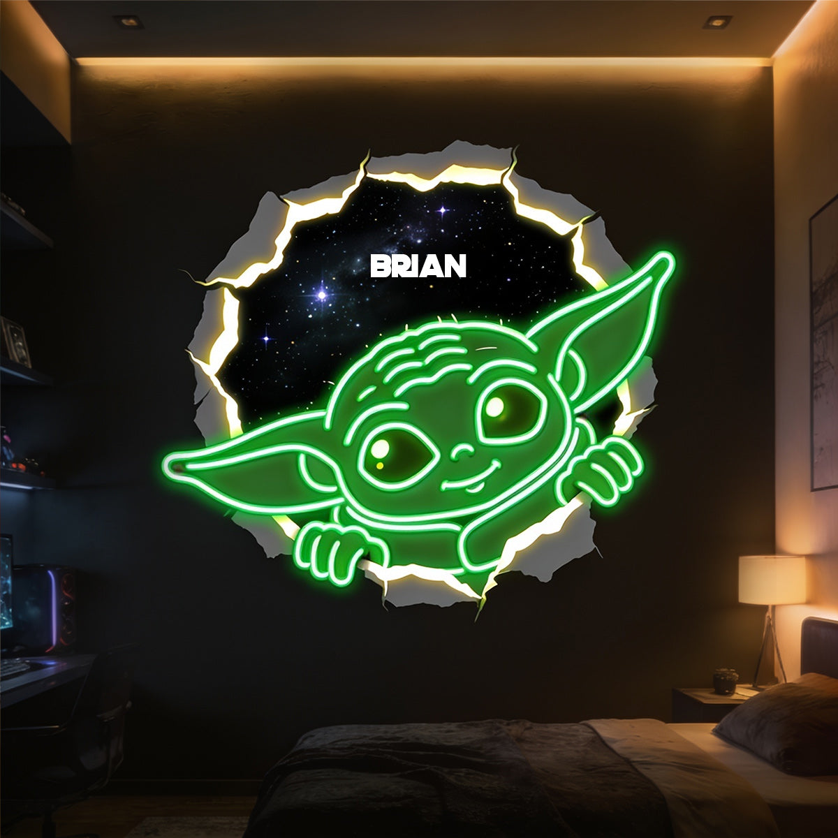 Personalized Neon LED Light Sign Custom Baby Yoda Design Gift Neon LED Light Sign GradoCreations