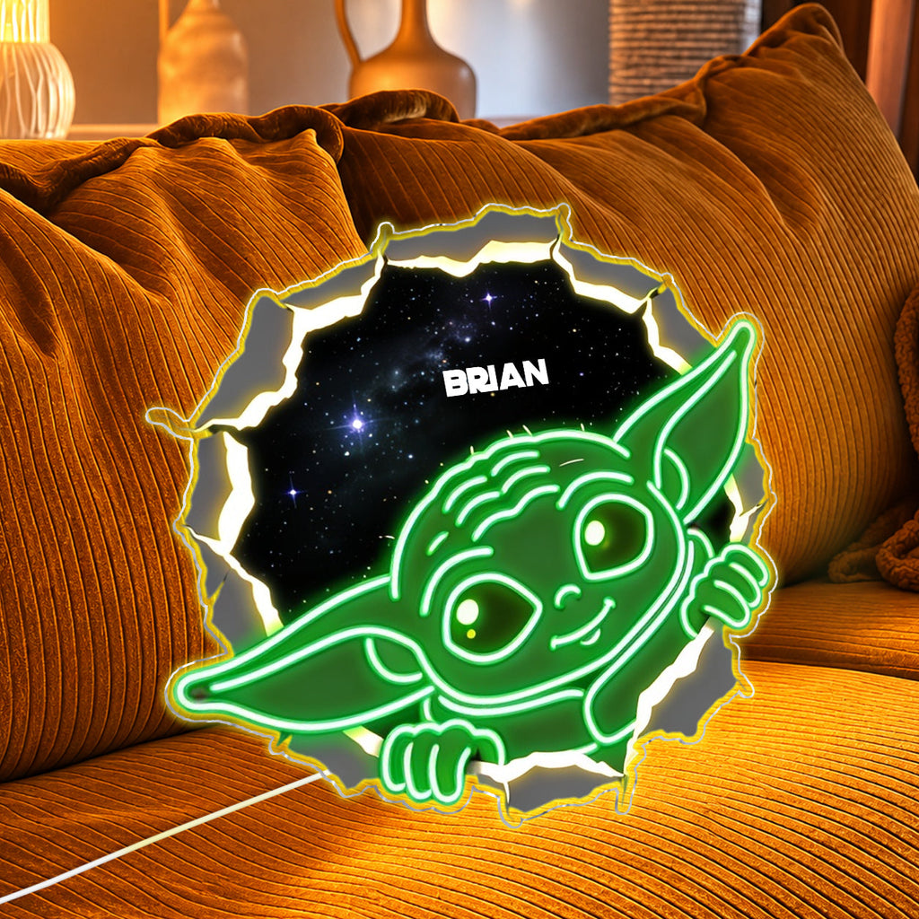 Personalized Neon LED Light Sign Custom Baby Yoda Design Gift Neon LED Light Sign GradoCreations