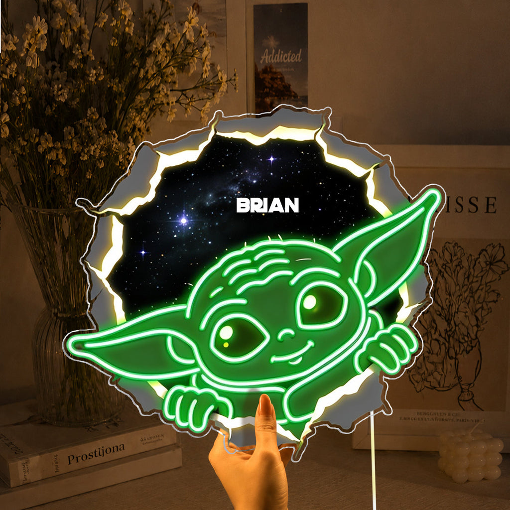 Personalized Neon LED Light Sign Custom Baby Yoda Design Gift Neon LED Light Sign GradoCreations