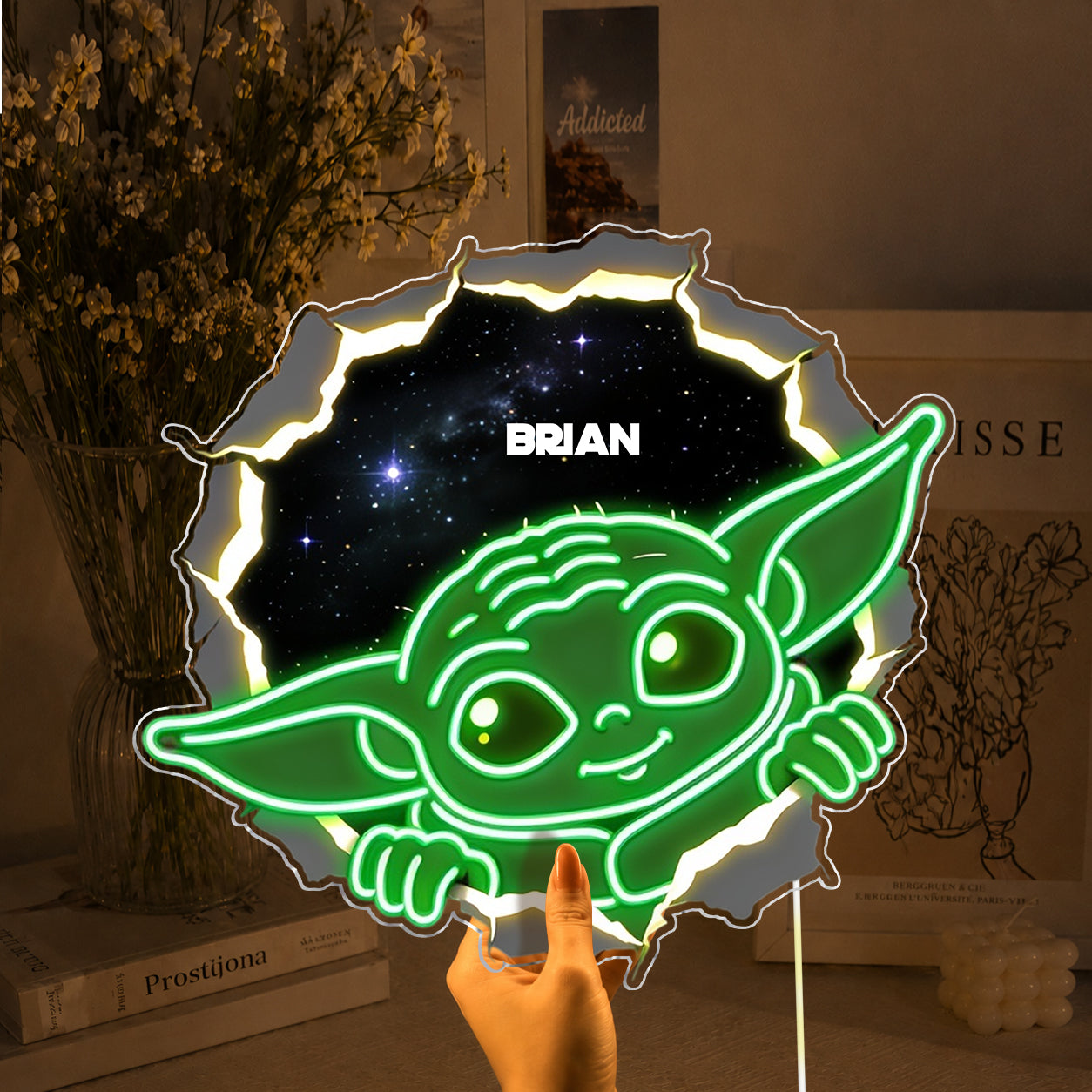 Personalized Neon LED Light Sign Custom Baby Yoda Design Gift Neon LED Light Sign GradoCreations